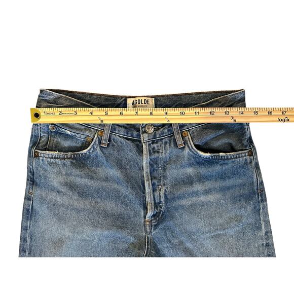 AGOLDE Feel Good Premium Distressed High Rise Button Fly Straight Jeans Size 27 - Picture 5 of 11